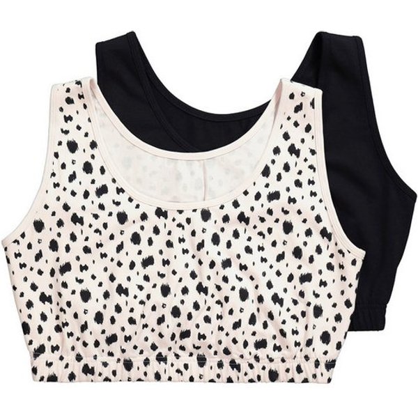 Ulla Popken Bustier Bustiers 2er-Pack Dalmatiner/einfarbig Rundhals