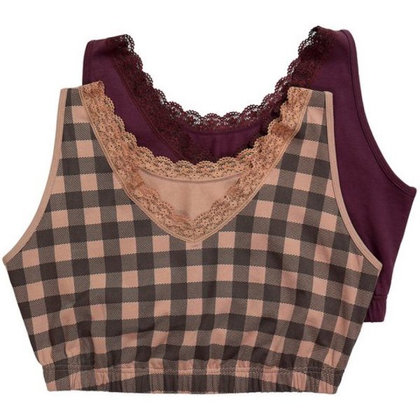 Ulla Popken Bustier Bustiers 2er-Pack Ringel/einfarbig Rundhals