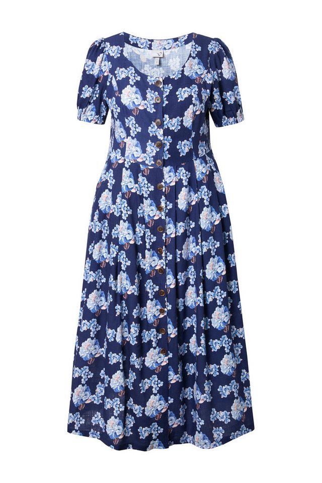 Ulla Popken Dirndl Leinenmix-Maxikleid Rundhals Halbarm Taschen – Bild 2 von 4