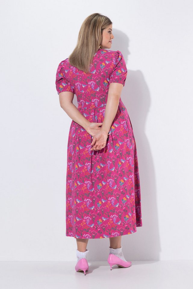 Ulla Popken Dirndl Maxikleid Prinzessnähte V-Ausschnitt Halbarm – Bild 3 von 4