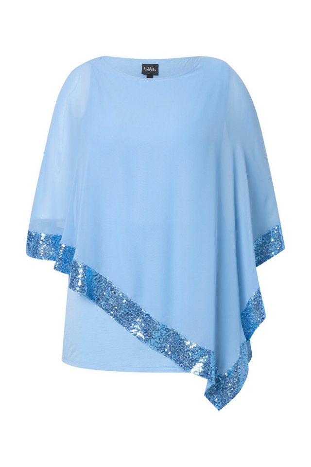 Ulla Popken Druckbluse Bluse Chiffon-Überwurf U-Boot-Ausschnitt 3/4-Arm – Bild 2 von 4