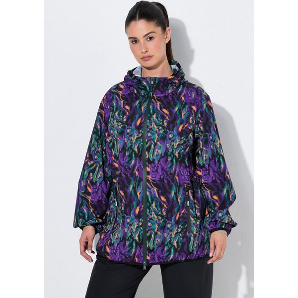 Ulla Popken Funktionsjacke Regenjacke Blüten wasserdicht Kapuze 2-Wege-Zipper