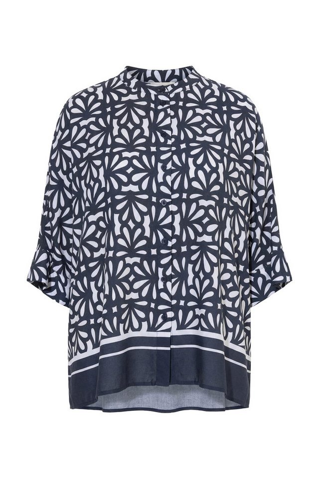 Ulla Popken Hemdbluse Bluse bedruckt Oversized Rundhals Halbarm – Bild 2 von 4
