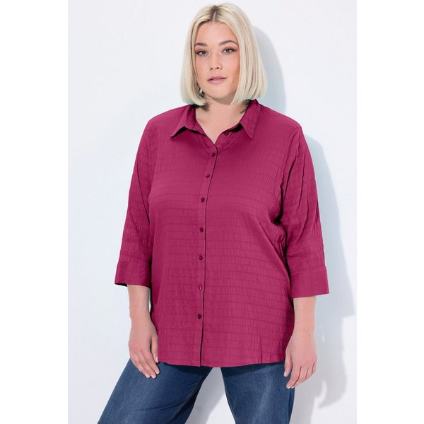 Ulla Popken Hemdbluse Bluse Bubble-Qualität Hemdkragen 3/4-Arm