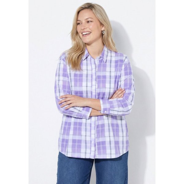 Ulla Popken Hemdbluse Karobluse oversized Hemdkragen Langarm