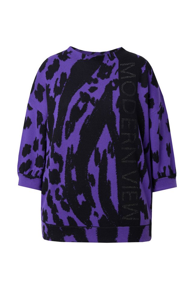 Ulla Popken Jacquardpullover Jacquard-Pullover Animal Stehkragen 3/4-Arm – Bild 2 von 4