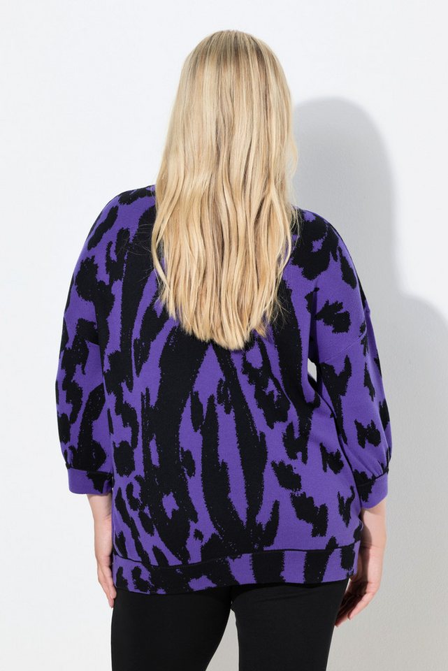 Ulla Popken Jacquardpullover Jacquard-Pullover Animal Stehkragen 3/4-Arm – Bild 3 von 4