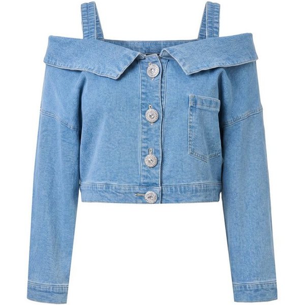 Ulla Popken Jeansblazer Jeansbluse oversized schulterfrei Langarm