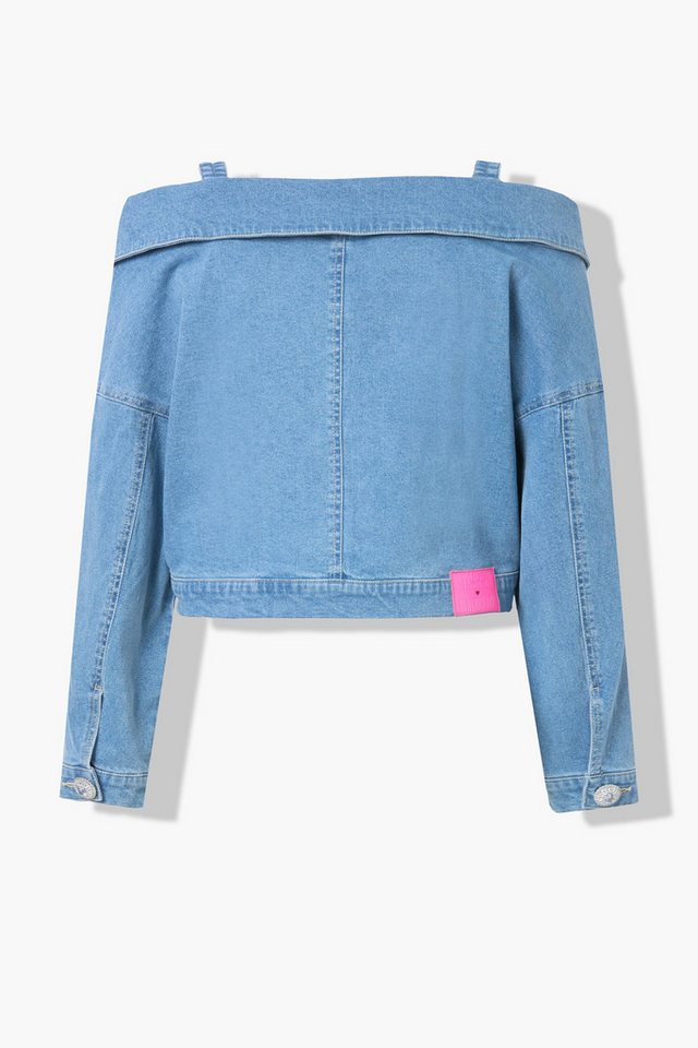 Ulla Popken Jeansblazer Jeansbluse oversized schulterfrei Langarm – Bild 2 von 3