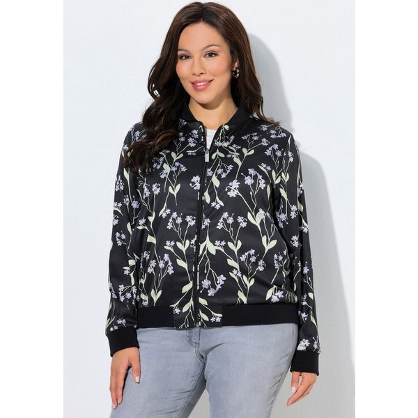 Ulla Popken Kurzjacke Wendeblouson Blüten/einfarbig Collegekragen