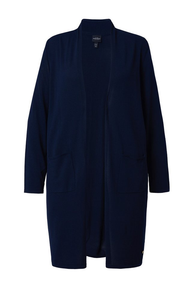 Ulla Popken Langjacke Long-Strickjacke Stehkragen offene Form Langarm – Bild 2 von 4