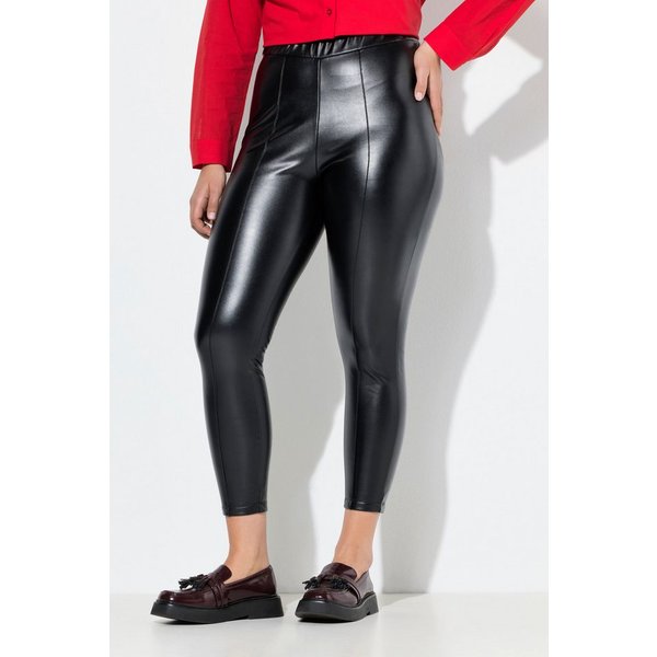 Ulla Popken Leggings Leggings Lederoptik schmales Bein Elastikbund