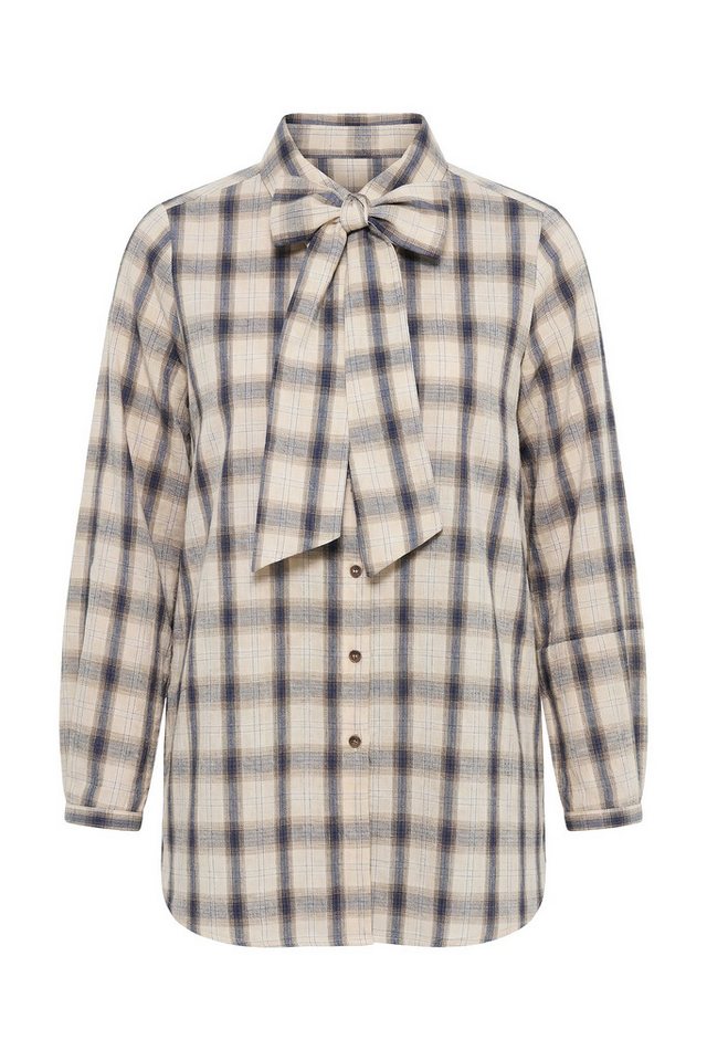 Ulla Popken Longbluse Bluse Karo abnehmbare Schluppe Hemdkragen Langarm – Bild 2 von 4
