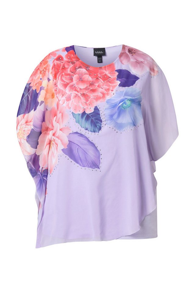 Ulla Popken Longbluse Chiffonbluse Blüten doppellagig Rundhals Halbarm – Bild 2 von 4