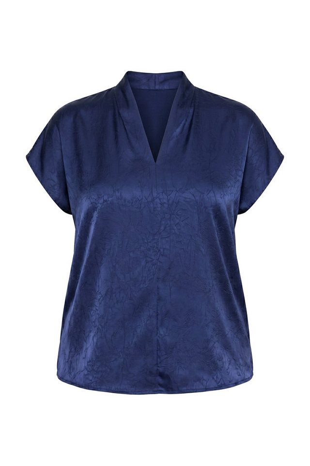 Ulla Popken Longbluse Satinbluse Ziernaht Wasserfallausschnitt Halbarm – Bild 2 von 4