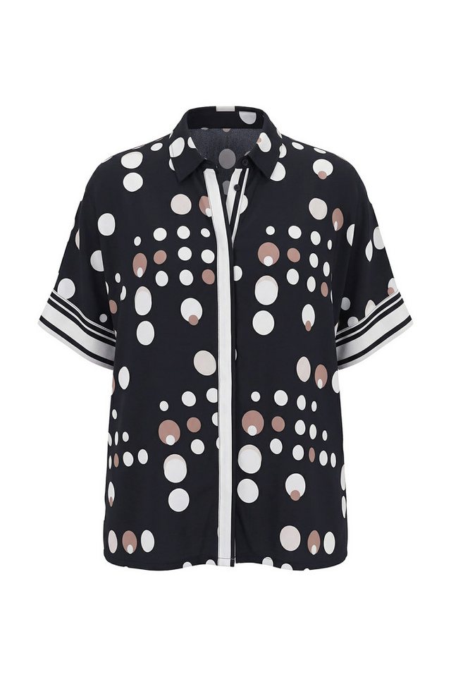 Ulla Popken Longbluse Slinky-Bluse Punkte Oversized Hemdkragen Halbarm – Bild 2 von 5