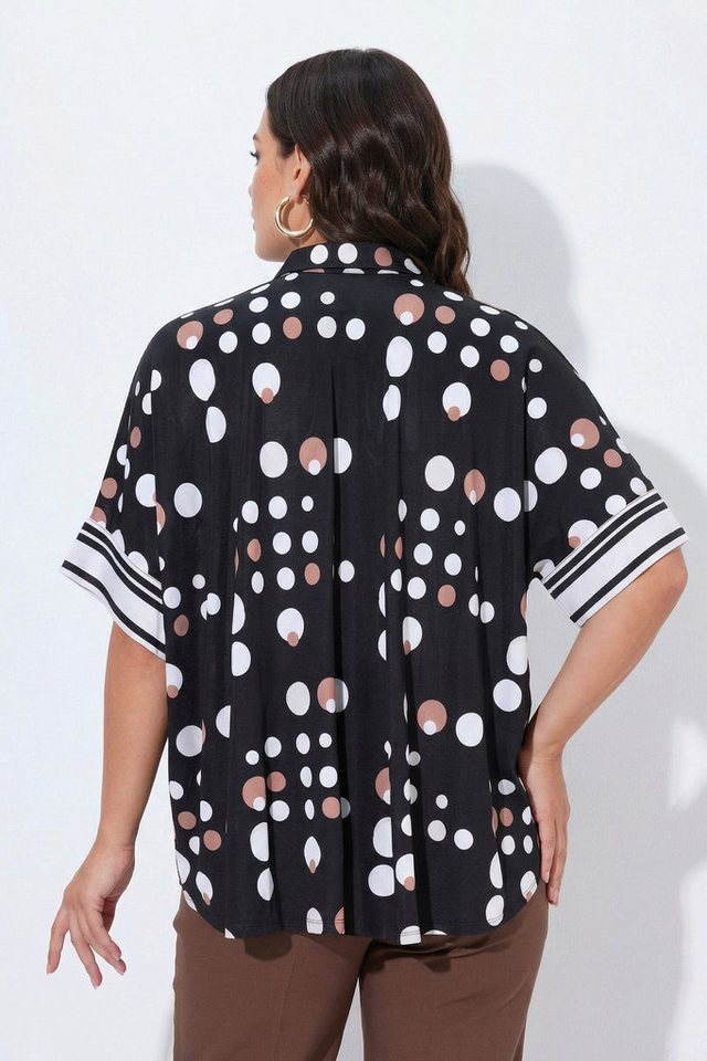 Ulla Popken Longbluse Slinky-Bluse Punkte Oversized Hemdkragen Halbarm – Bild 3 von 5