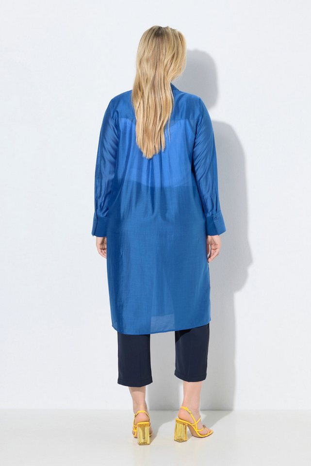 Ulla Popken Longbluse Longbluse transparent Hemdkragen Langarm – Bild 3 von 4