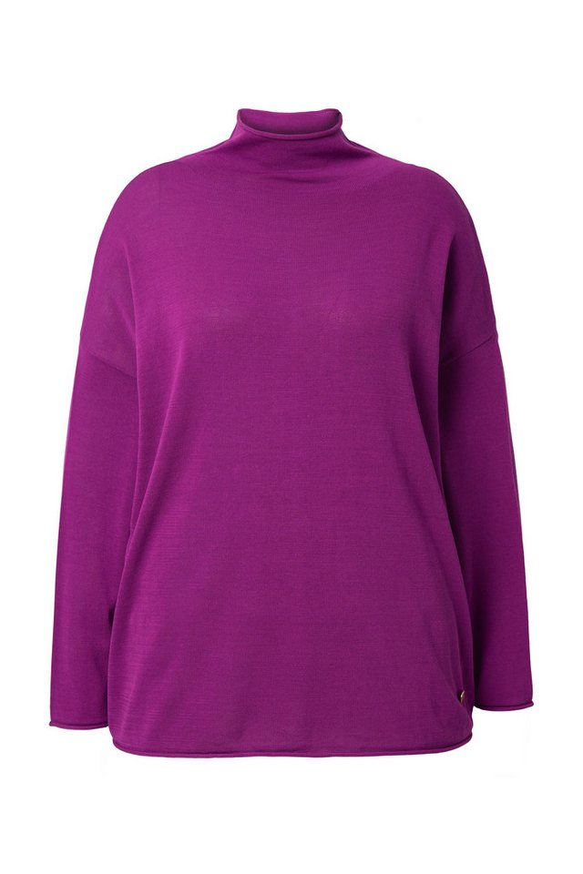 Ulla Popken Longpullover Pullover Rollkanten Boxy Stehkragen Langarm – Bild 2 von 4