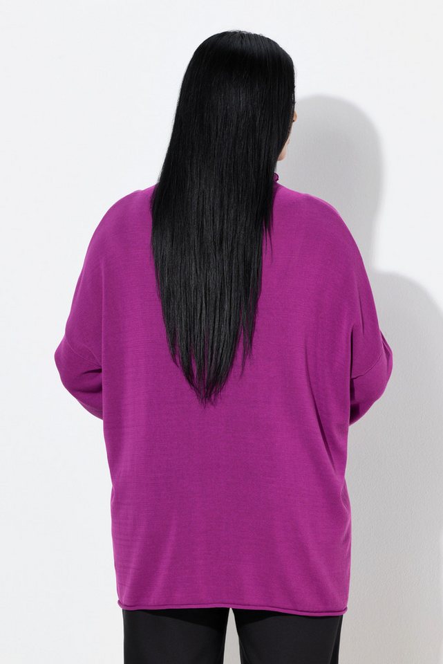 Ulla Popken Longpullover Pullover Rollkanten Boxy Stehkragen Langarm – Bild 3 von 4