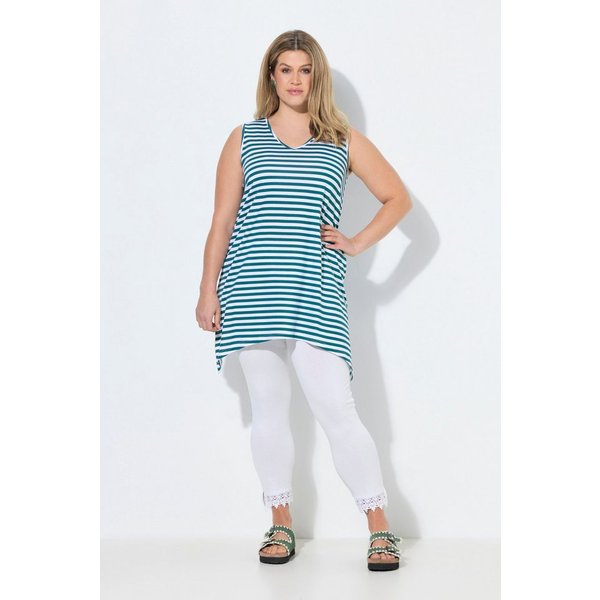 Ulla Popken Longtop Longtop Ringel A-Linie V-Ausschnitt ärmellos