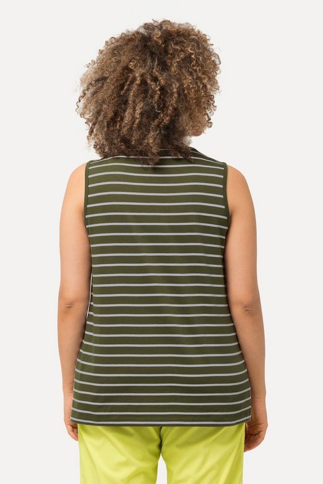 Ulla Popken Longtop Top 2er-Pack Ringel/uni V-Ausschnitt ärmellos (2-tlg) – Bild 2 von 5