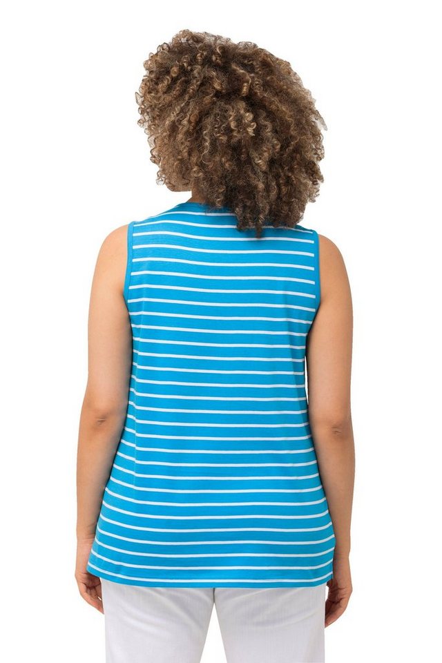 Ulla Popken Longtop Top 2er-Pack Ringel/uni V-Ausschnitt ärmellos (2-tlg) – Bild 3 von 5