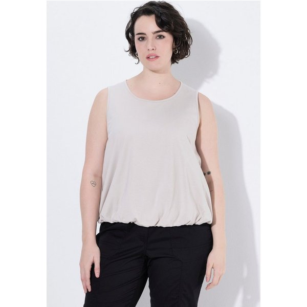 Ulla Popken Longtop Top Ballonsaum Classic Rundhals ärmellos