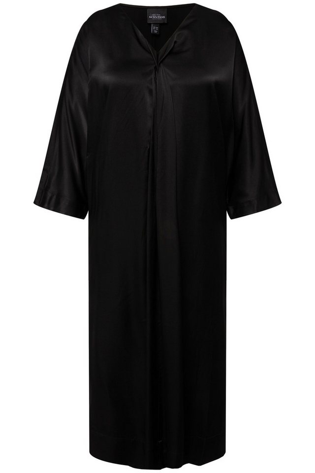 Ulla Popken Maxikleid Midikleid Satin V-Ausschnitt Halbarm Taschen – Bild 2 von 4