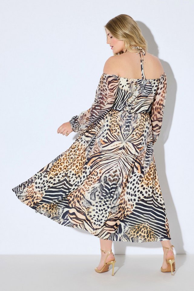 Ulla Popken Maxikleid Offshoulder-Maxikleid Chiffon Animal-Patchprint – Bild 3 von 4