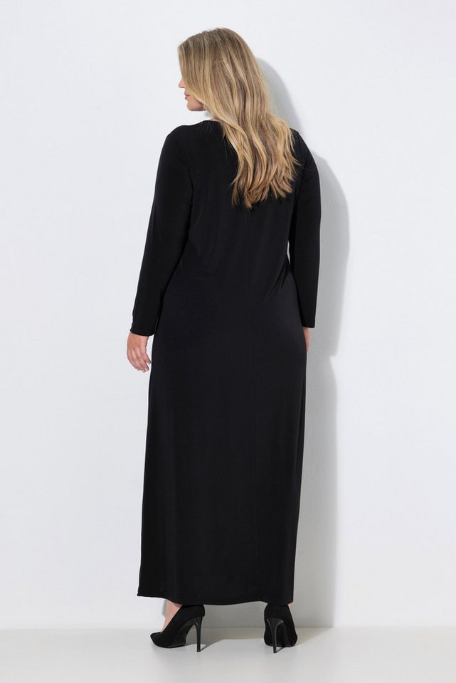 Ulla Popken Maxikleid Maxikleid Schulter-Einsätze V-Ausschnitt Langarm – Bild 3 von 4
