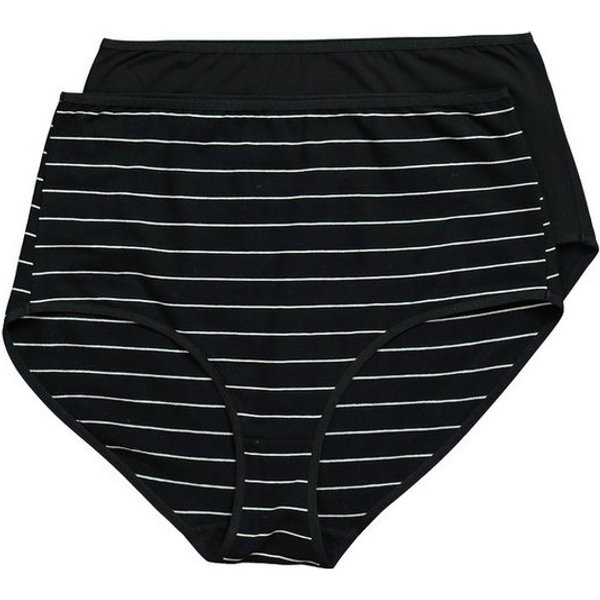 Ulla Popken Maxislip Maxislips 2er-Pack Ringel/einfarbig Biobaumwolle