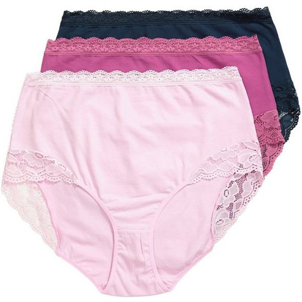 Ulla Popken Maxislip Maxislips 3er-Pack High Waist Spitze OEKO-TEX