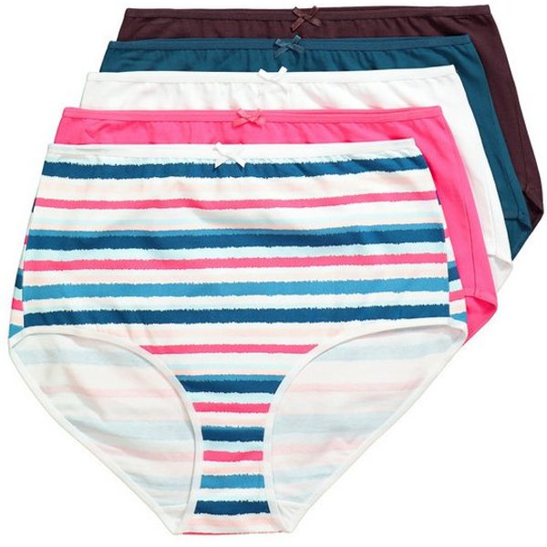 Ulla Popken Maxislip Maxislips 5er-Pack Ringel/einfarbig