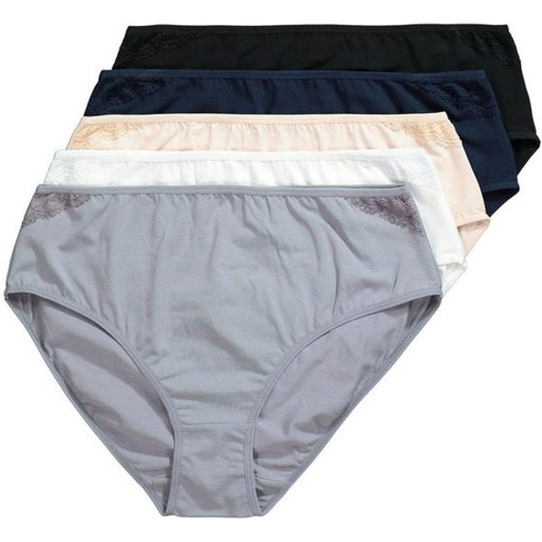 Ulla Popken Midislip Midi-Slips 5er-Pack kleine Spitzeneinsätze