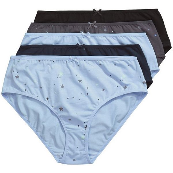 Ulla Popken Midislip Midi-Slips 5er-Pack Sterne/einfarbig