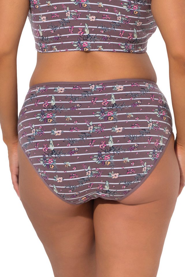 Ulla Popken Midislip Midislips 2er-Pack Blüten/Streifen Biobaumwolle – Bild 3 von 4