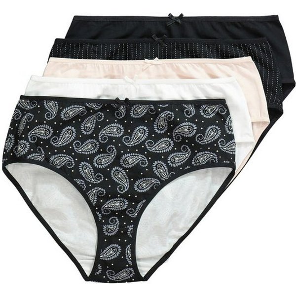 Ulla Popken Midislip Midislips 5er-Pack Paisley Nadelstreifen/einfarbig