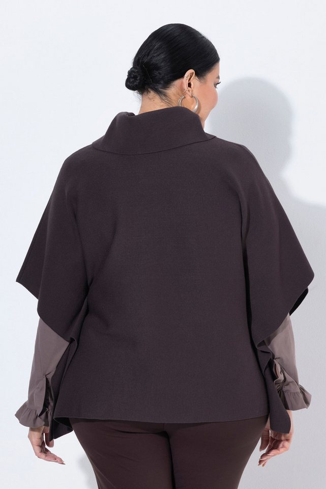 Ulla Popken Pullunder Poncho-Pullover Oversized Rollkragen ärmellos – Bild 3 von 4