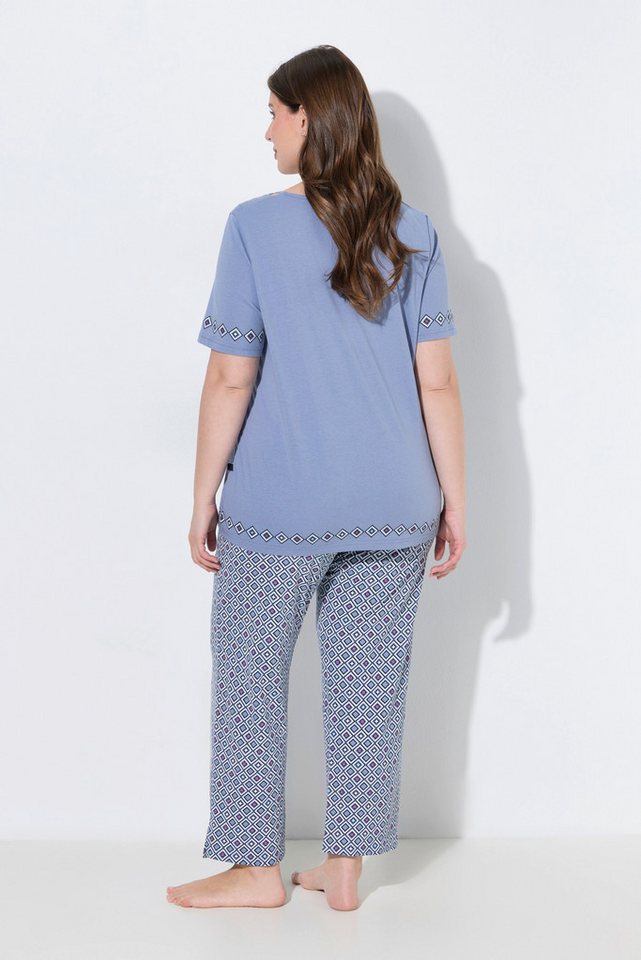 Ulla Popken Pyjama Pyjama Cut-Out-Borte Rundhals Halbarm – Bild 3 von 4