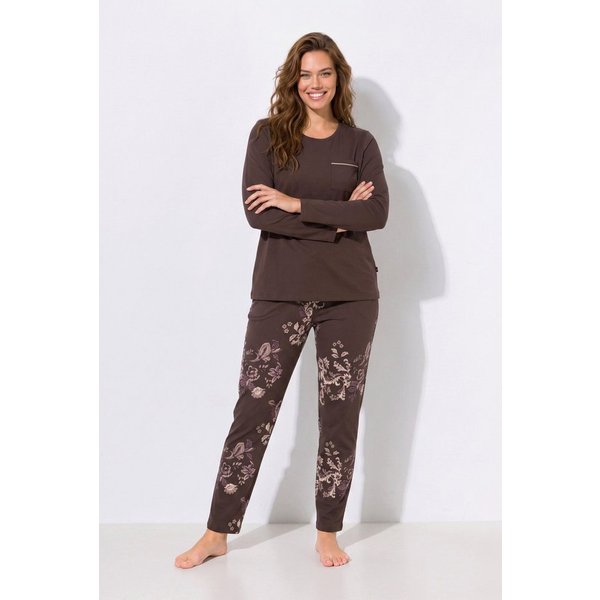 Ulla Popken Pyjama Pyjama Ornamente Rundhals Langarm Modalmix