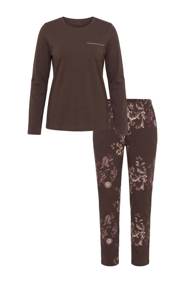 Ulla Popken Pyjama Pyjama Ornamente Rundhals Langarm Modalmix – Bild 2 von 4