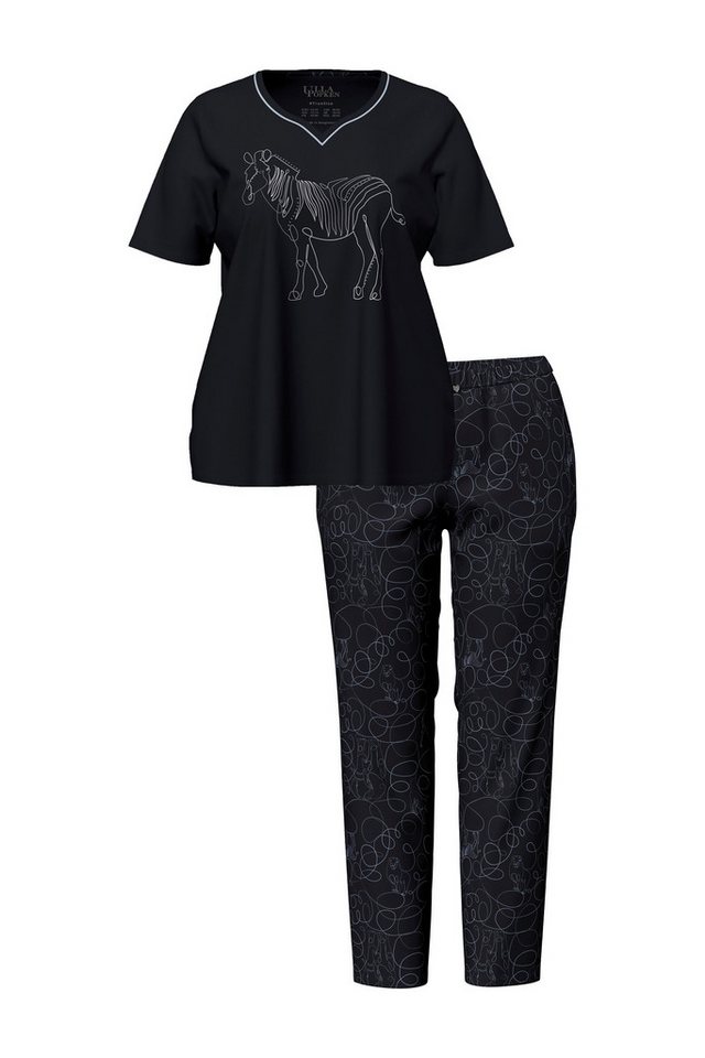 Ulla Popken Pyjama Pyjama Zebra Herzausschnitt Halbarm – Bild 2 von 4