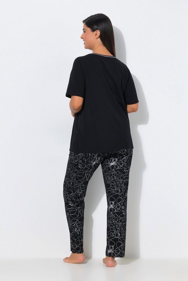 Ulla Popken Pyjama Pyjama Zebra Herzausschnitt Halbarm – Bild 3 von 4