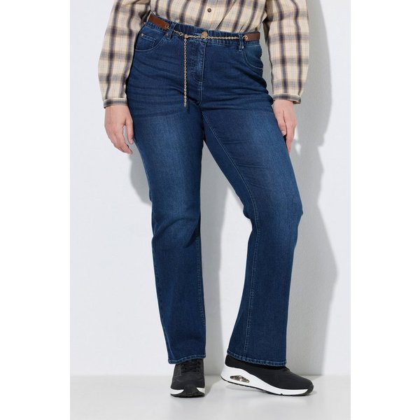 Ulla Popken Regular-fit-Jeans Jeans Marie Bootcut Lederoptik-Gürtel Komfortbund
