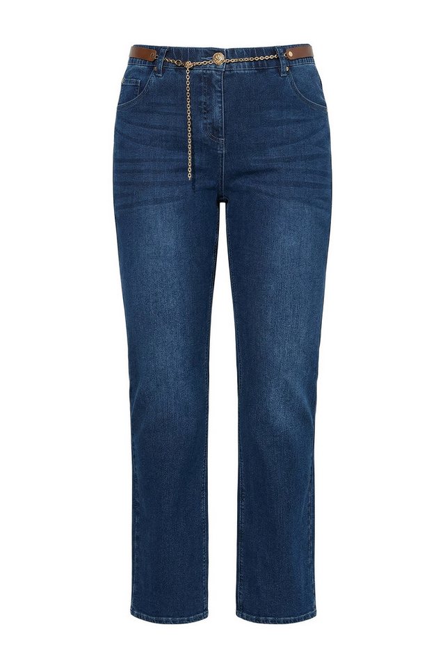 Ulla Popken Regular-fit-Jeans Jeans Marie Bootcut Lederoptik-Gürtel Komfortbund – Bild 2 von 4