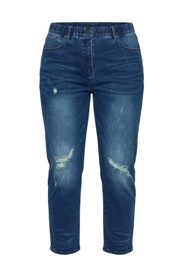 Ulla Popken Regular-fit-Jeans Mom-Jeans weit Destroy-Effekte Stretch – Bild 2 von 4