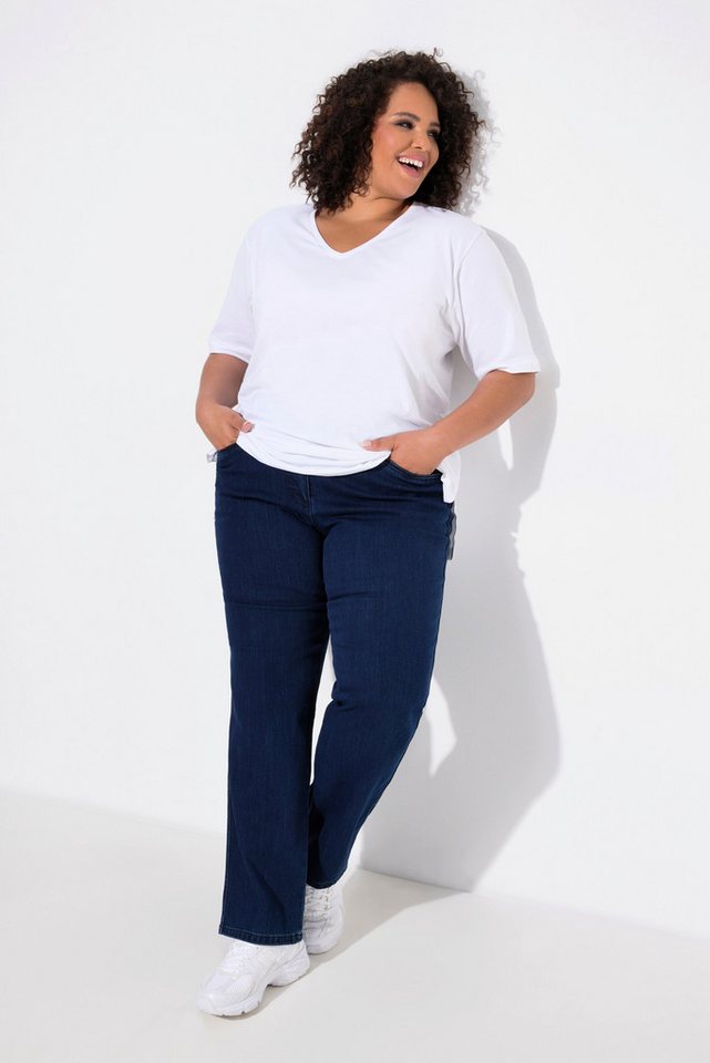 Ulla Popken Regular-fit-Jeans Jeans Mony konisches Bein Reißverschlusstaschen Bestseller – Bild 4 von 5