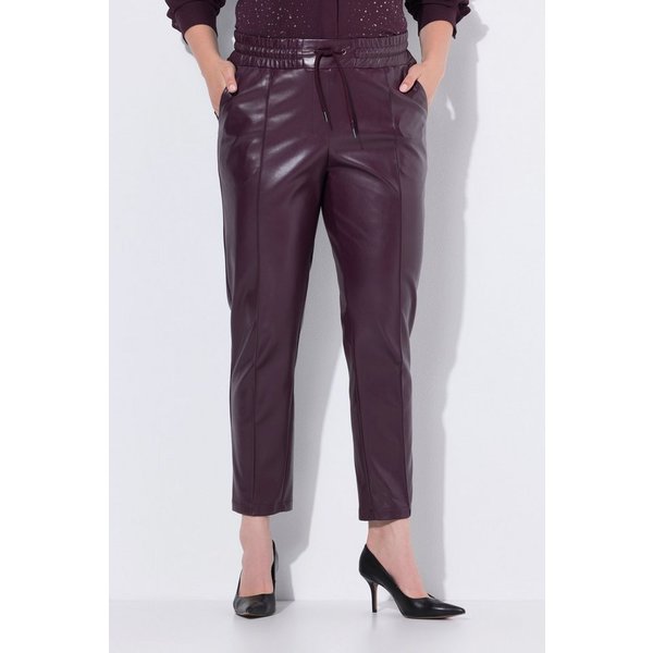 Ulla Popken Schlupfhose 7/8-Hose Lederoptik Biesen Elastikbund