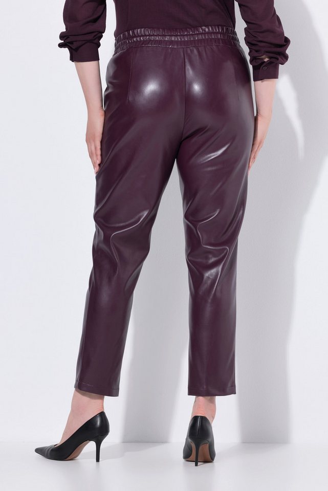 Ulla Popken Schlupfhose 7/8-Hose Lederoptik Biesen Elastikbund – Bild 3 von 4